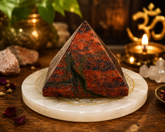 Premium Unakite Crystal Energy Pyramid