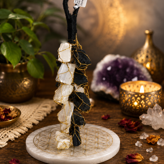 Premium Black Tourmaline & Selenite Crystal Protection Door Hanging