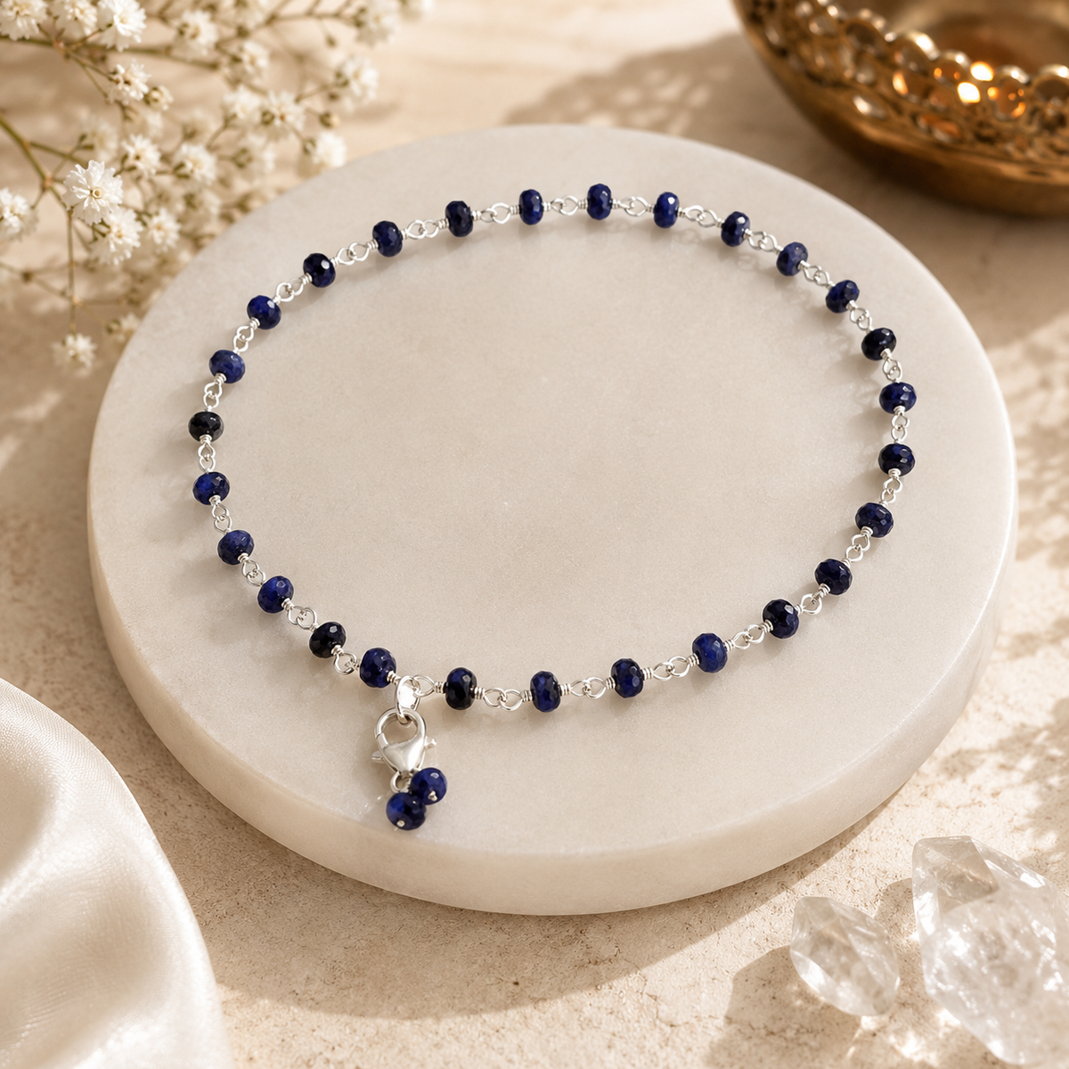 Premium Blue Sapphire Silver Crystal Bracelet